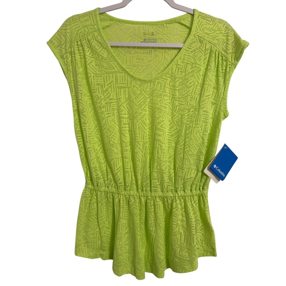 Columbia‎ NWT Women's S See Through You Sheer Burnout Peplum Short Sleeve Top
